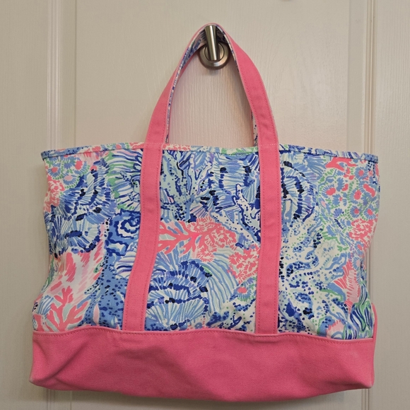 Lilly Pulitzer Mercato Tote Bag "Fished My Wish" - Picture 2 of 2